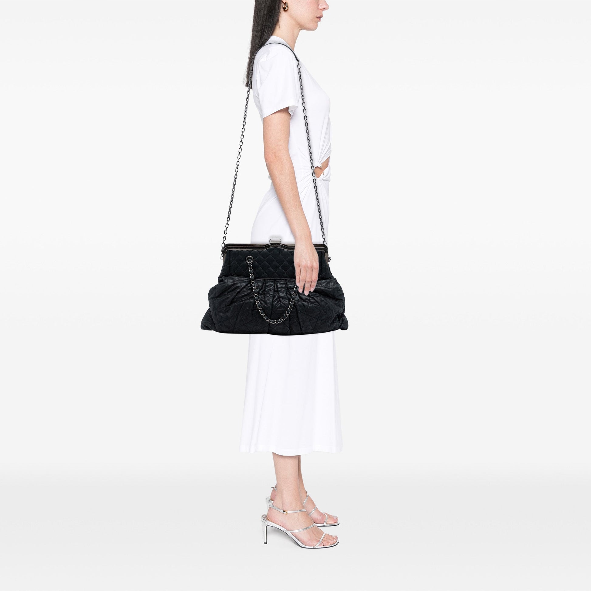 Iridescent Quilted Calfskin Chic Frame Satchel
