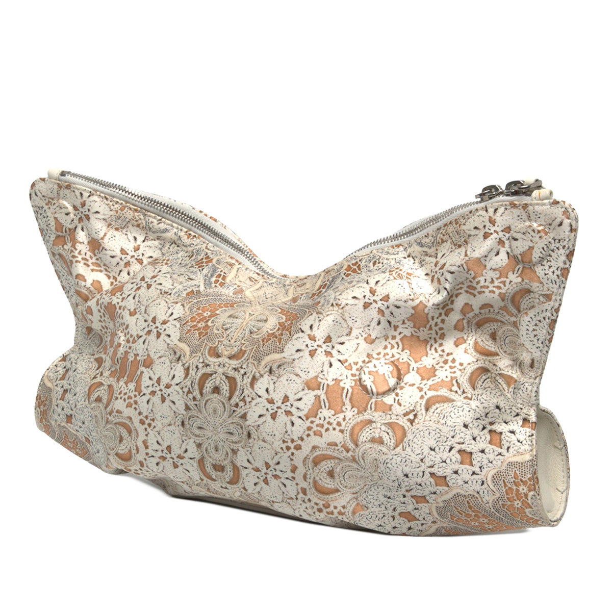 Alexander McQueen Medium Satin De Manta Printed Clutch — White