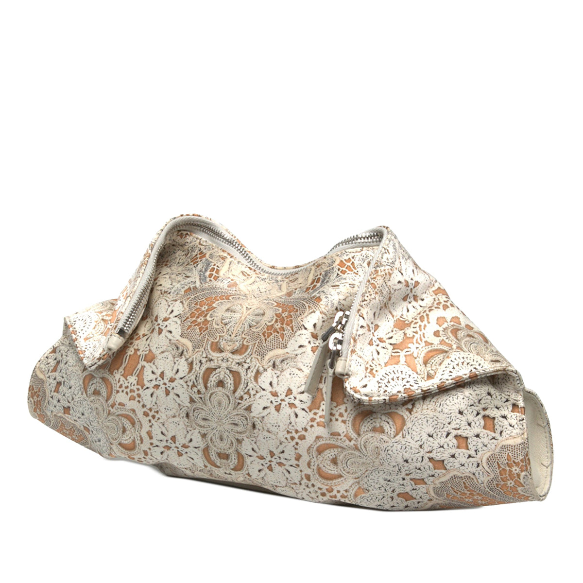 Alexander McQueen Medium Satin De Manta Printed Clutch — White