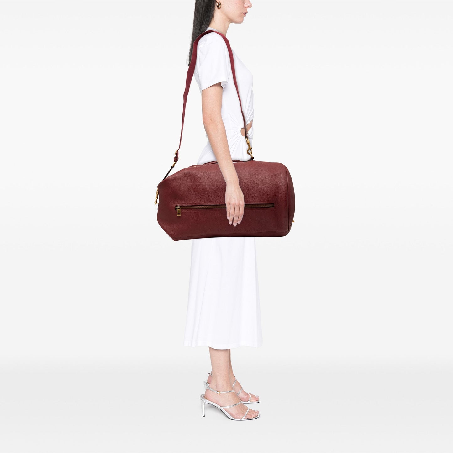 Gucci Grained Leather Vertical Zip Sling Bag