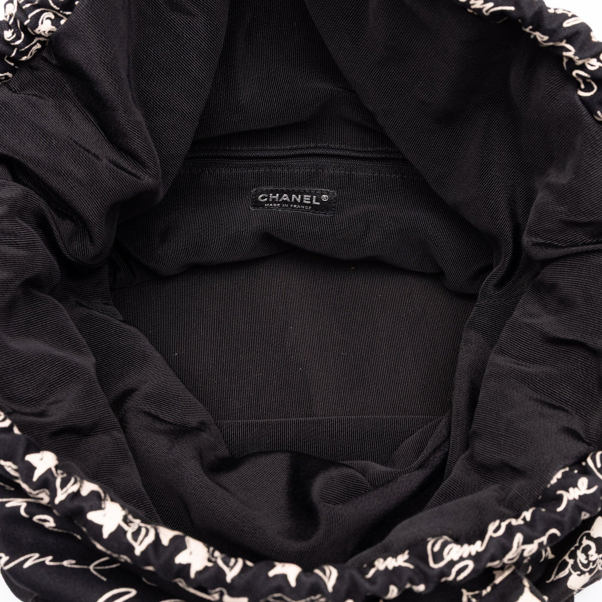 Chanel CC Canvas Grafitti Drawstring Tote — Black