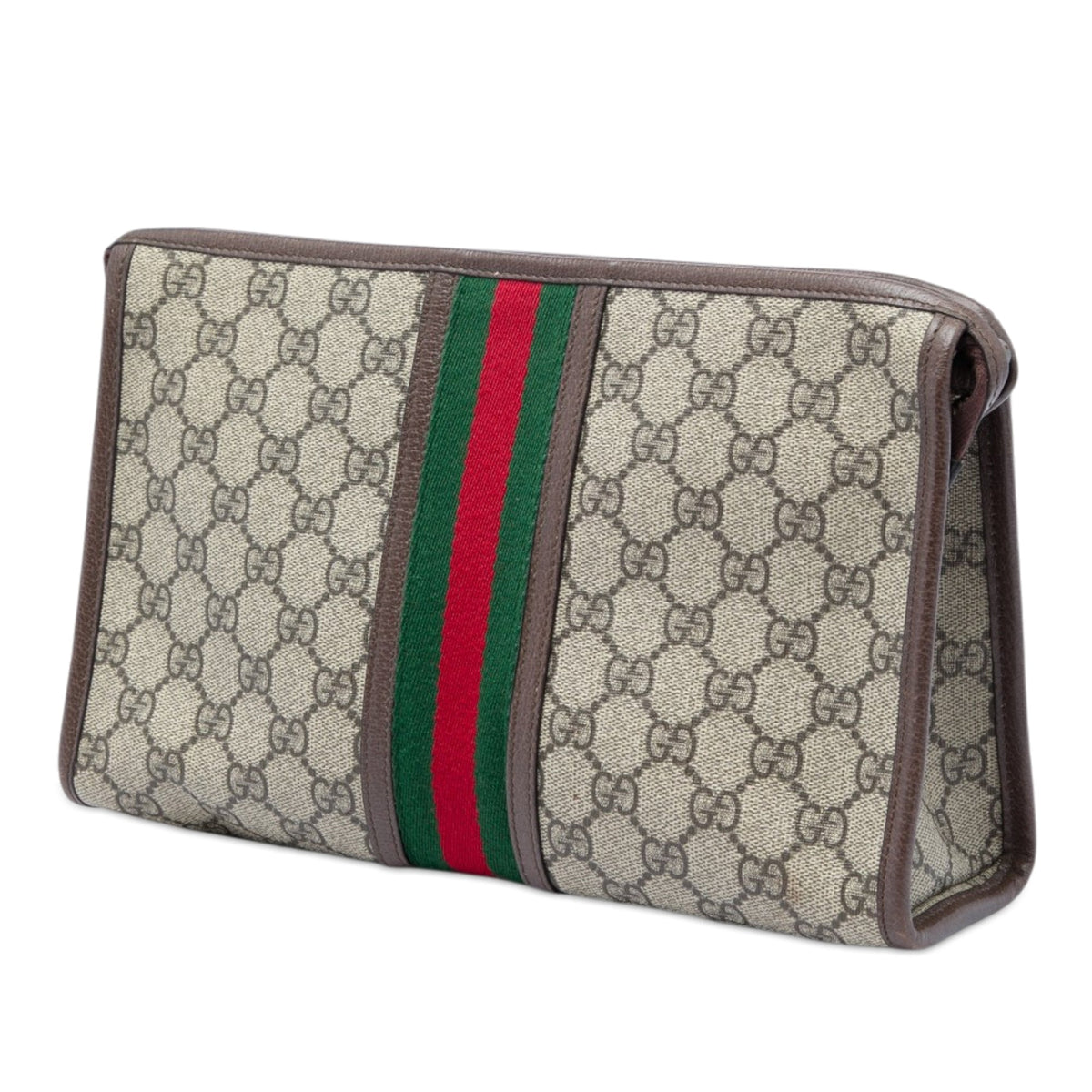 Gucci GG Supreme Web Ophidia Clutch — Beige