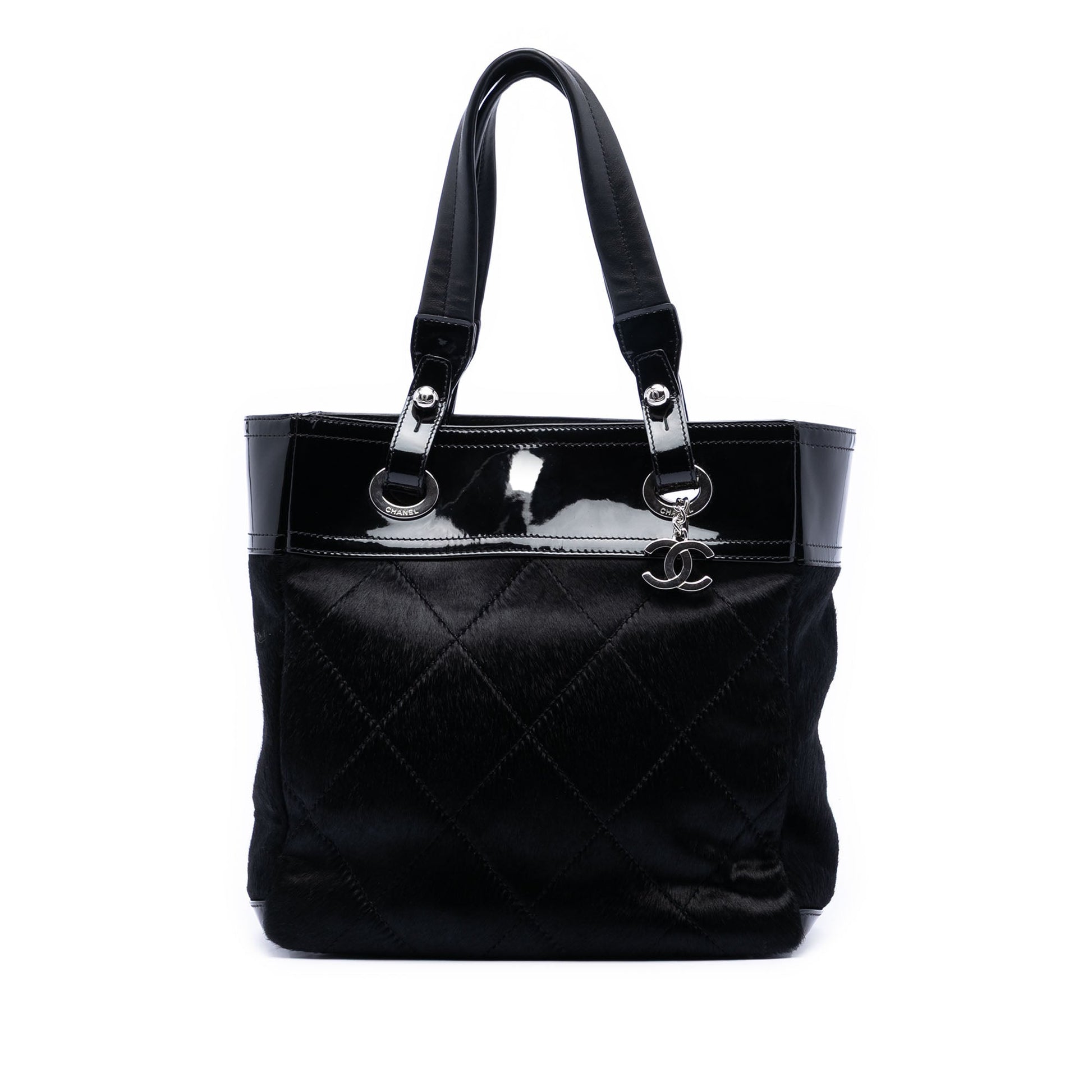 Chanel Small Quilted Pony Hair and Patent Paris Biarritz Tote