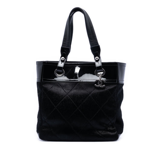 Chanel Small Quilted Pony Hair and Patent Paris Biarritz Tote
