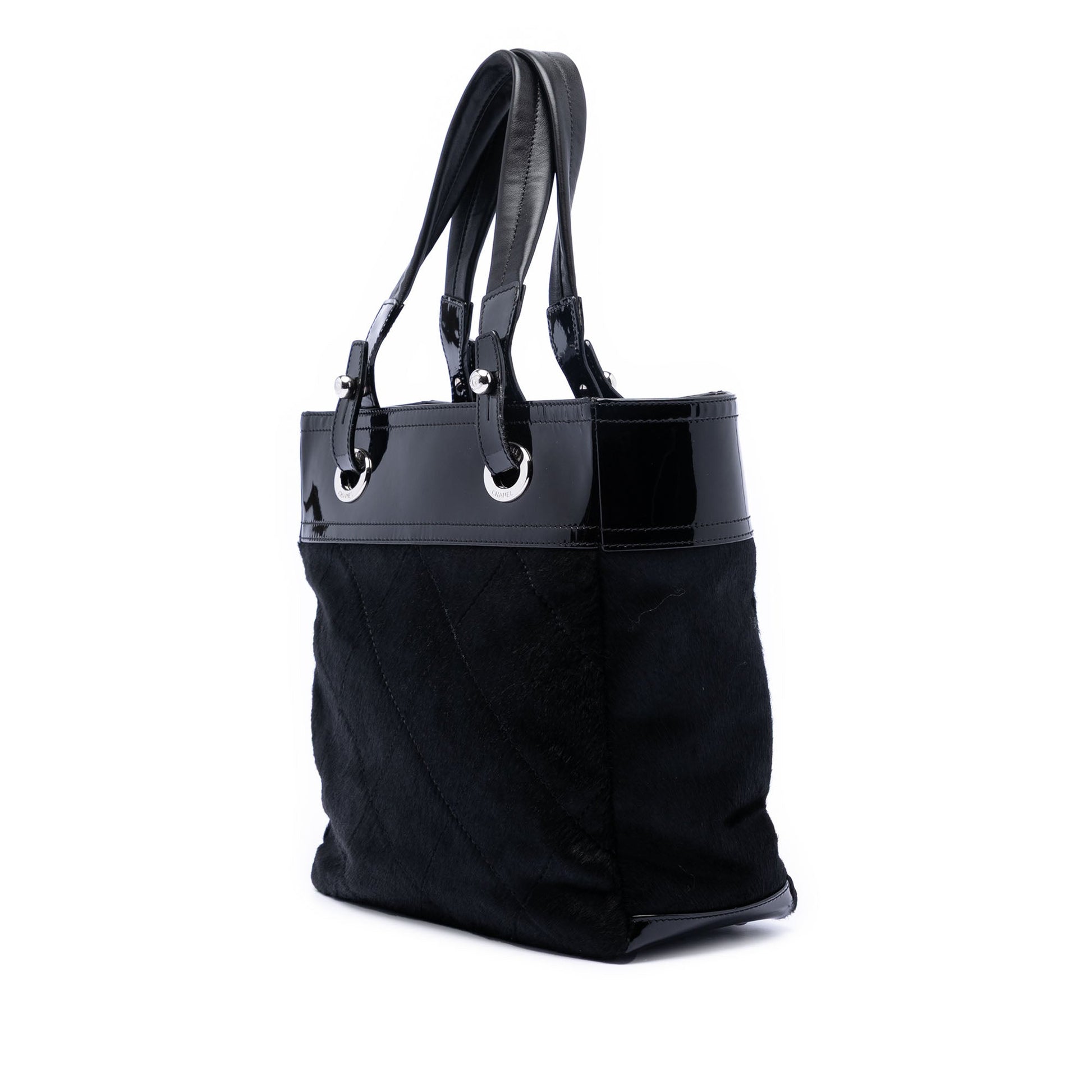 Chanel Small Quilted Pony Hair and Patent Paris Biarritz Tote