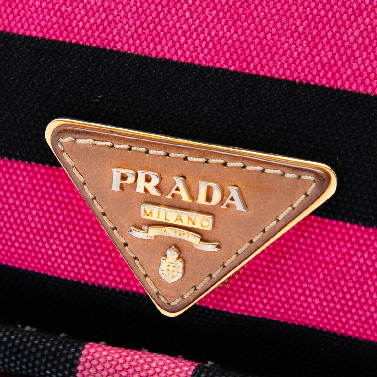 Prada Canvas Canapa Righe Striped Crossbody — Pink