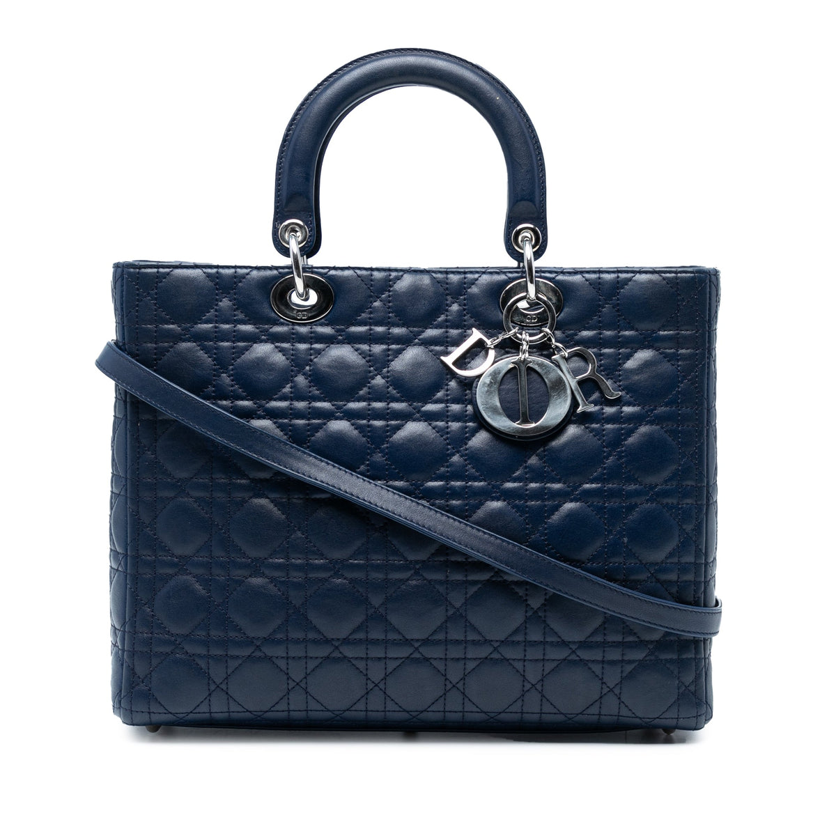 Dior Large Lambskin Cannage Lady Dior — Blue