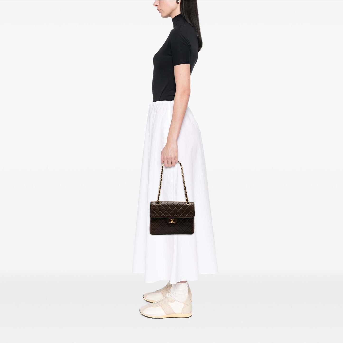 Chanel CC Bicolor Quilted Lambskin Piping Single Flap