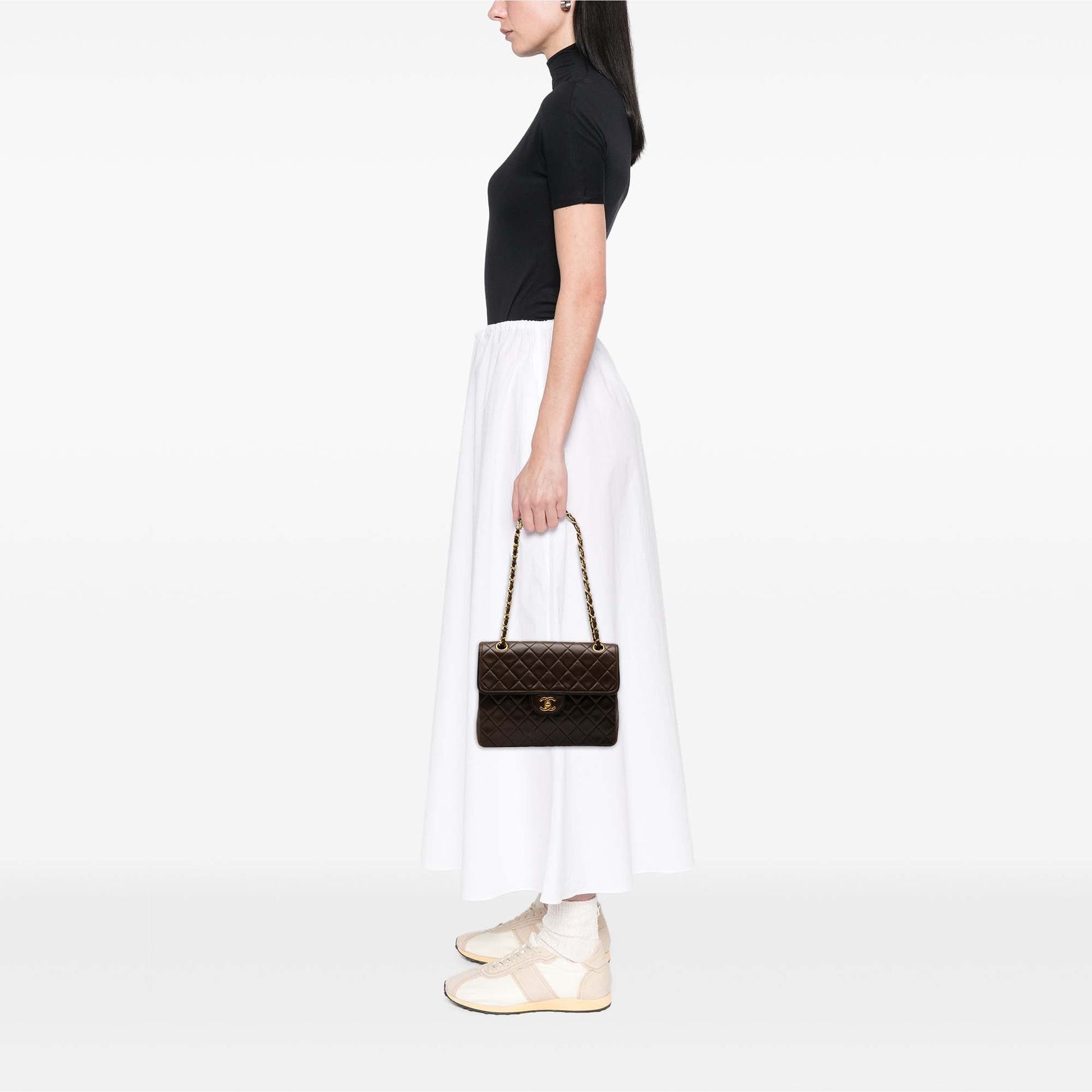Chanel CC Bicolor Quilted Lambskin Piping Single Flap