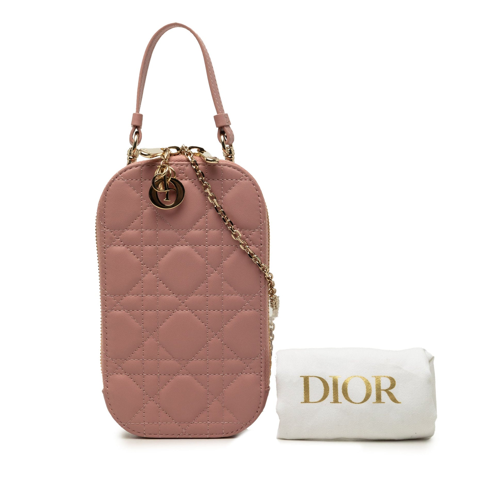 Dior Lambskin Cannage Lady Dior Call in Phone Holder