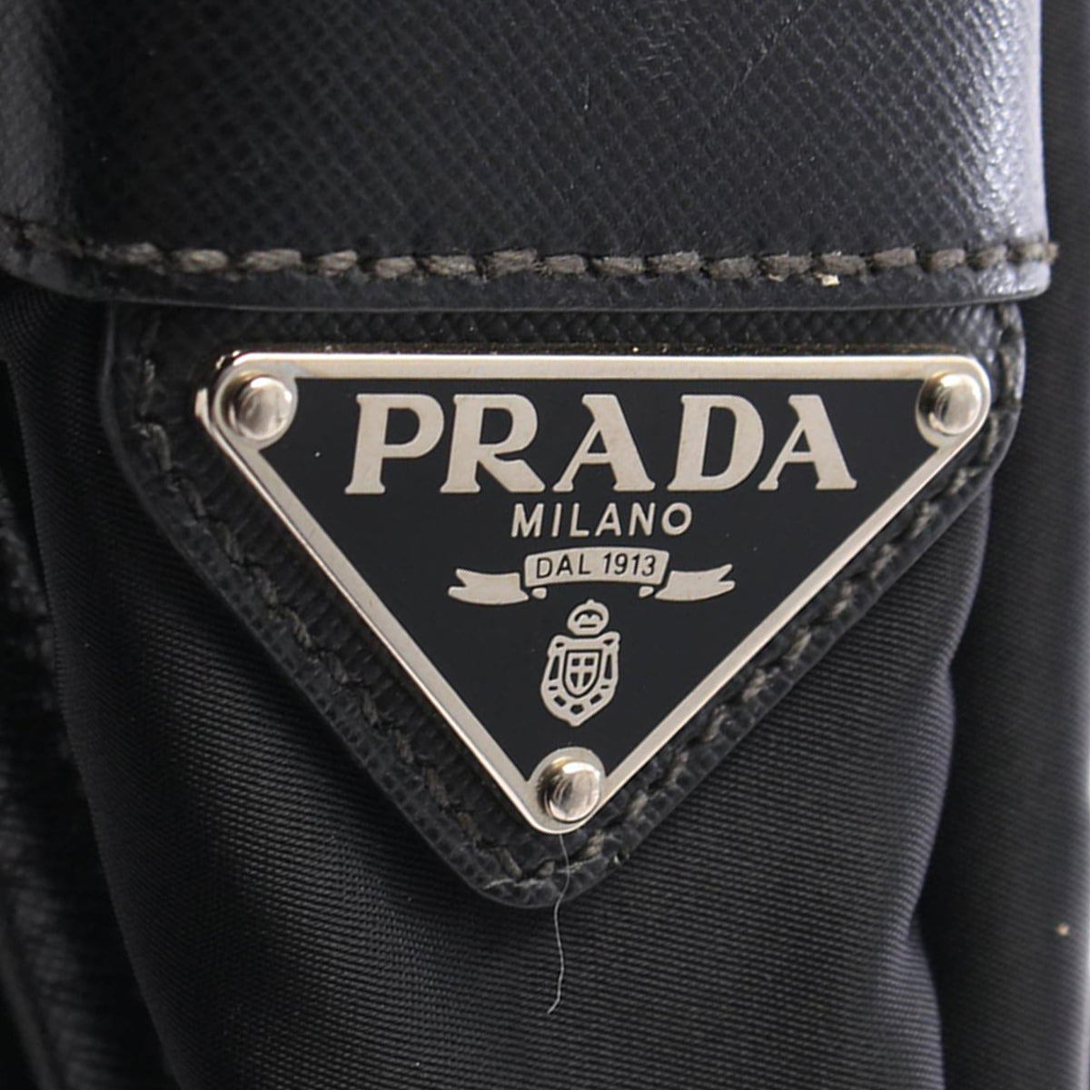 Prada Saffiano Trimmed Tessuto Double Buckle Messenger Bag — Black