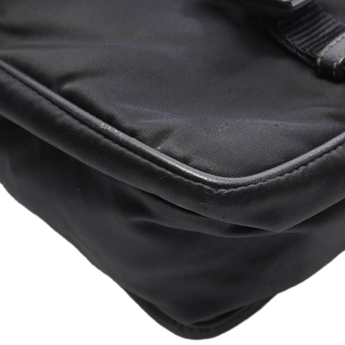 Prada Saffiano Trimmed Tessuto Double Buckle Messenger Bag — Black