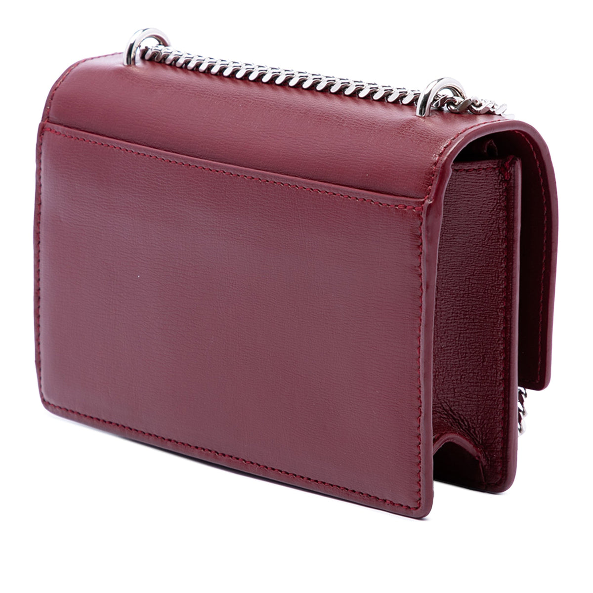 Saint Laurent Small Calfskin Monogram Sunset Crossbody — Red