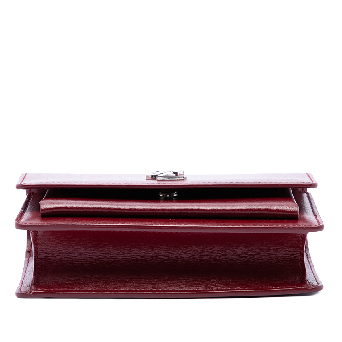 Saint Laurent Small Calfskin Monogram Sunset Crossbody — Red