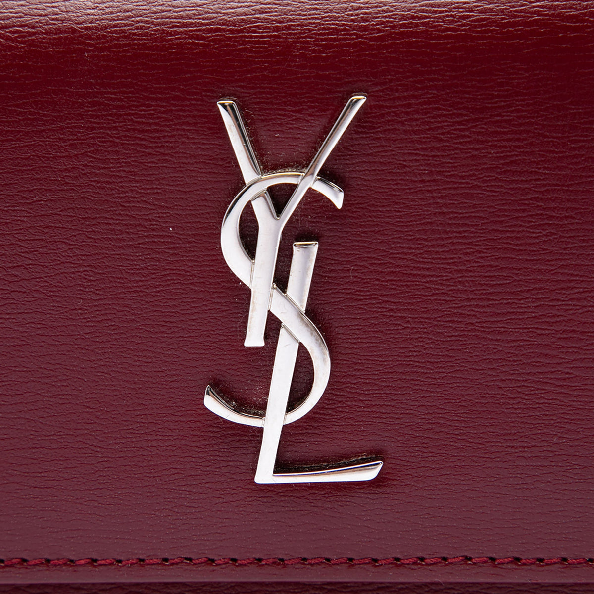 Saint Laurent Small Calfskin Monogram Sunset Crossbody — Red