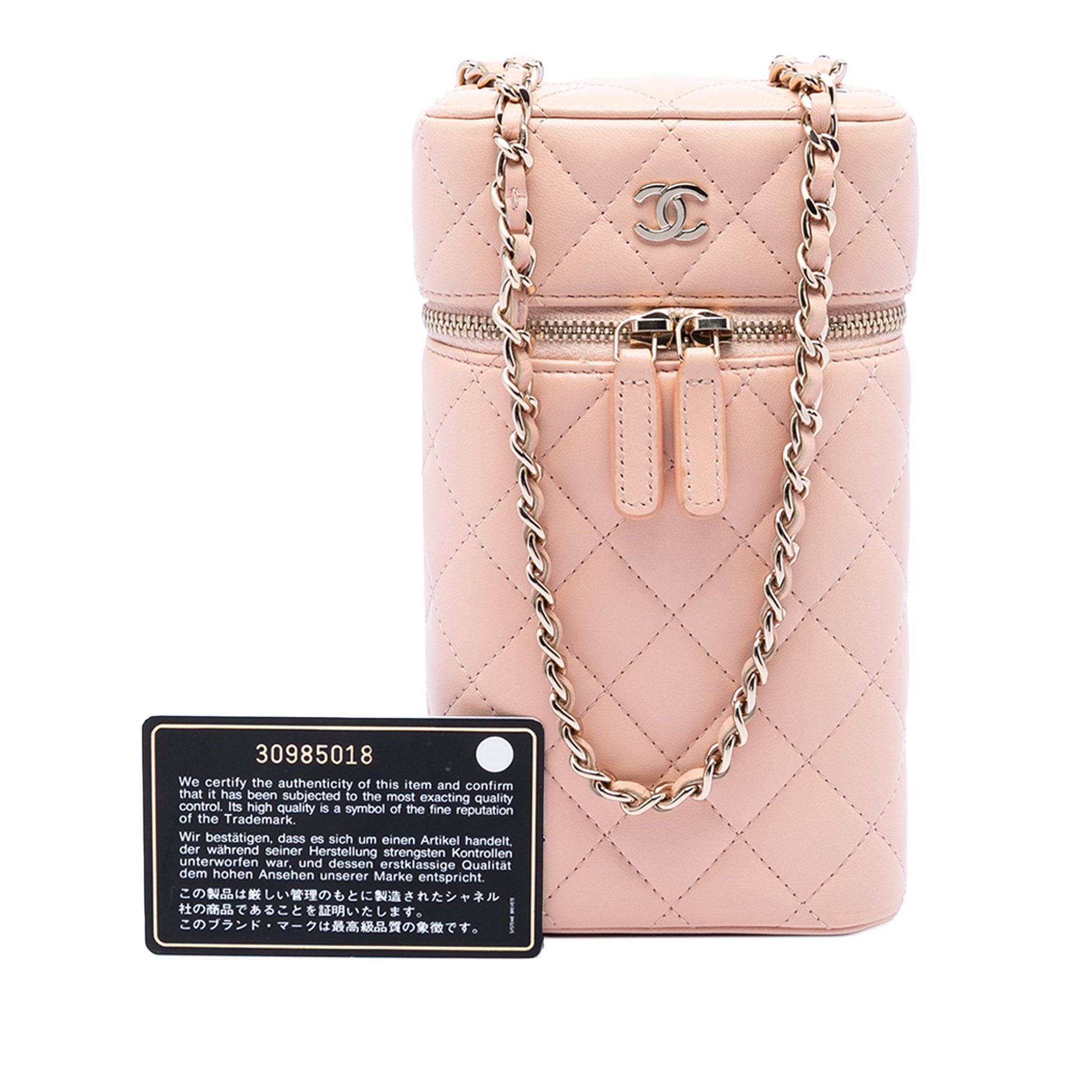 Chanel CC Quilted Lambskin Phone Holder with Chain