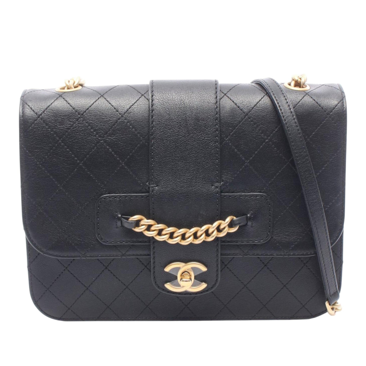 Chanel Large Quilted Sheepskin Front Chain Flap
