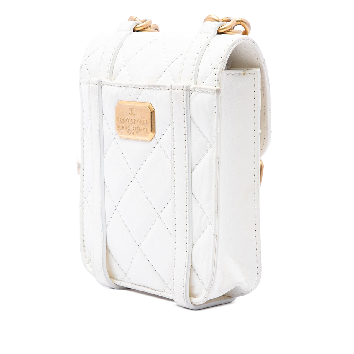 Chanel Mini Aged Calfskin City School Flap — White
