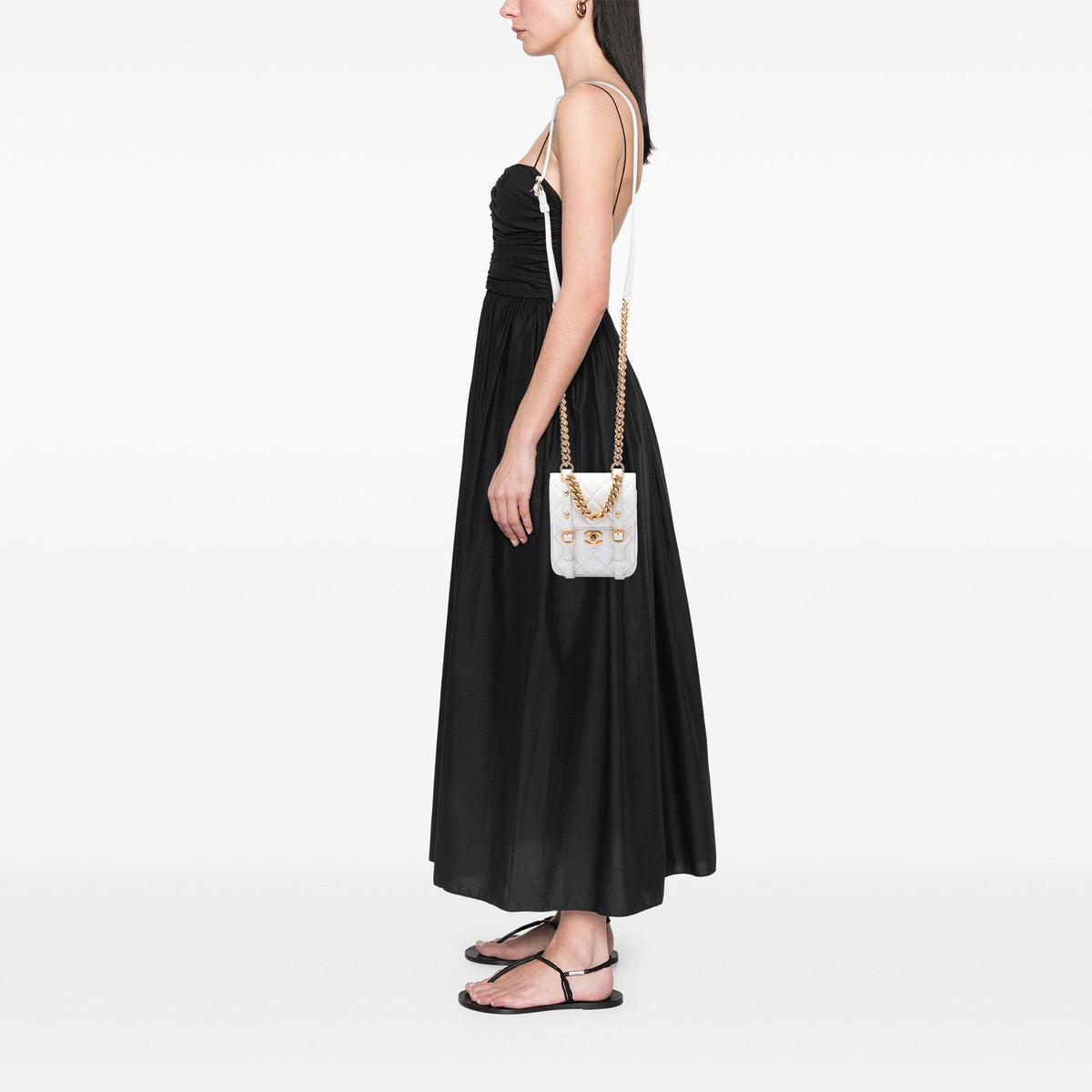 Chanel Mini Aged Calfskin City School Flap — White