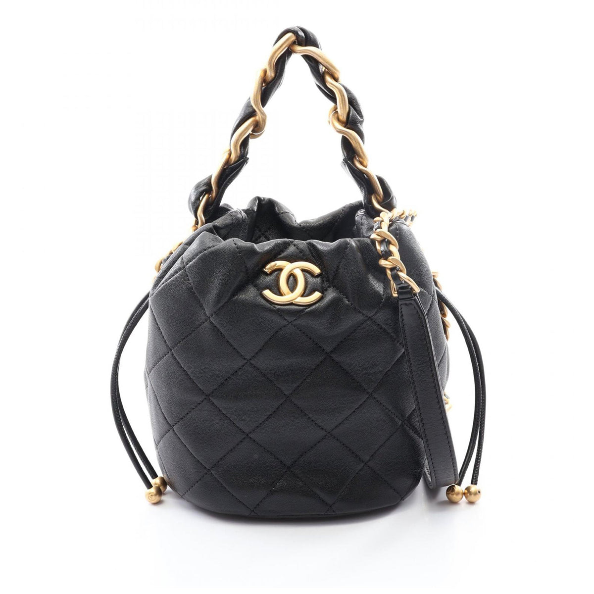 Chanel Quilted Lambskin Chain is More Bucket Bag — Black