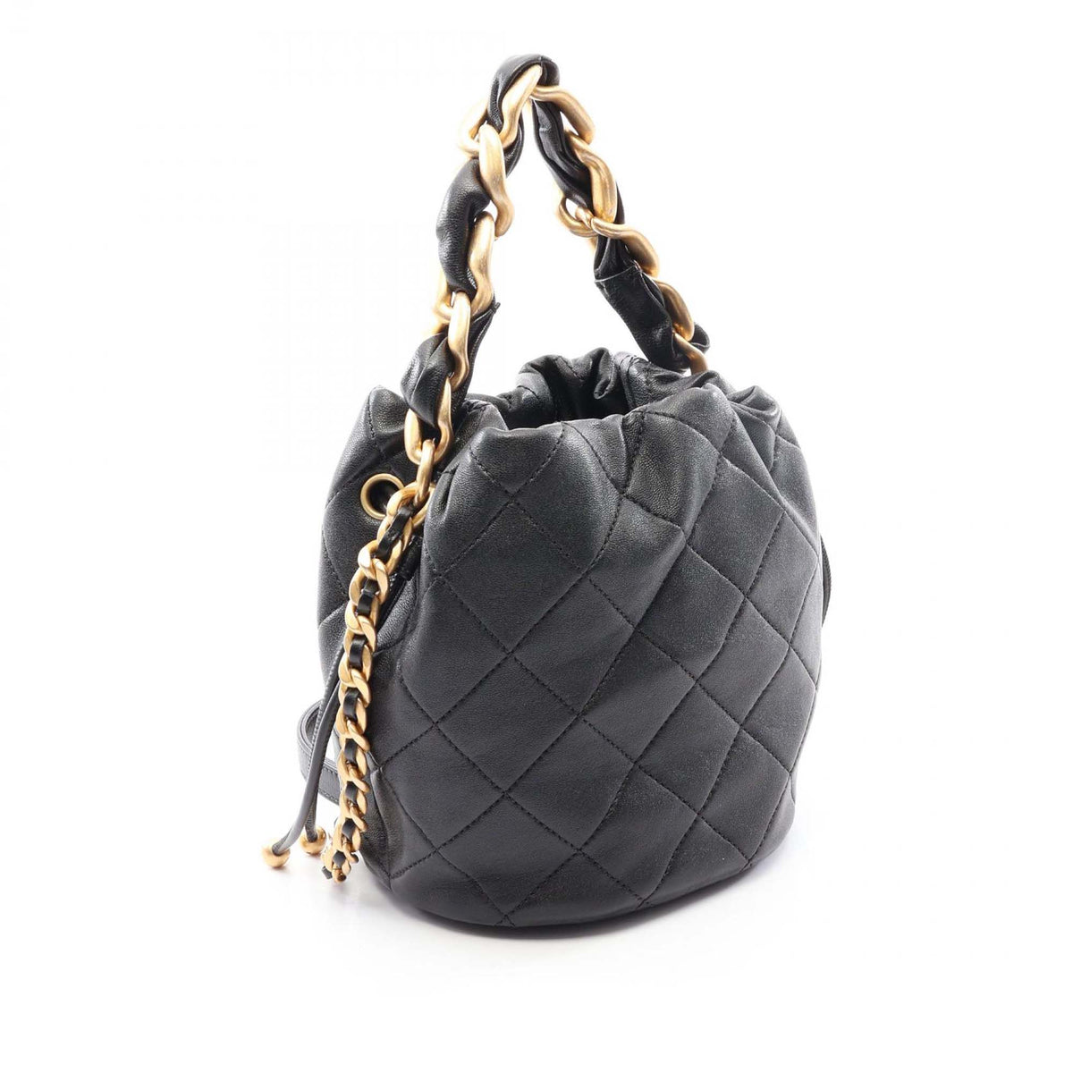 Chanel Quilted Lambskin Chain is More Bucket Bag — Black