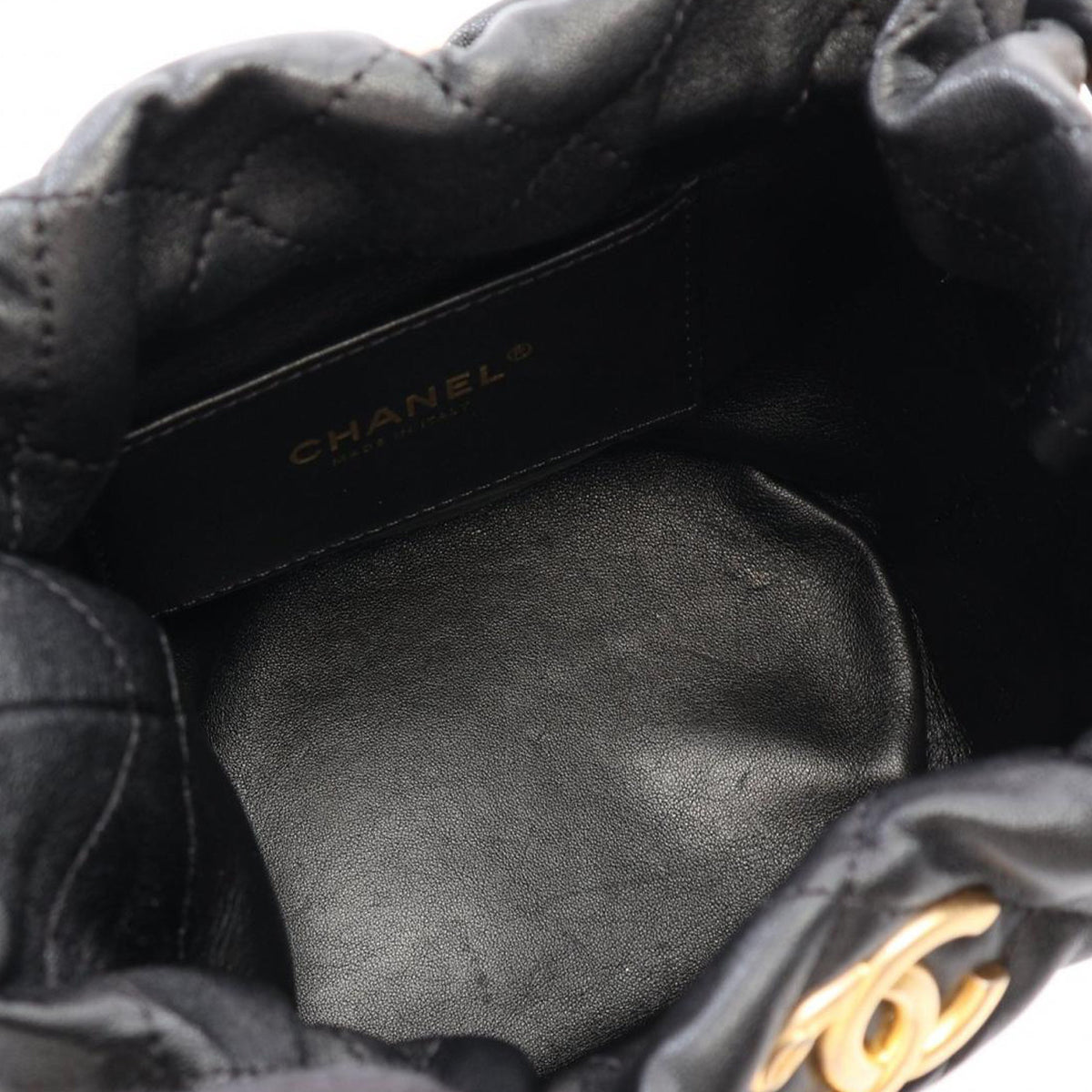 Chanel Quilted Lambskin Chain is More Bucket Bag — Black