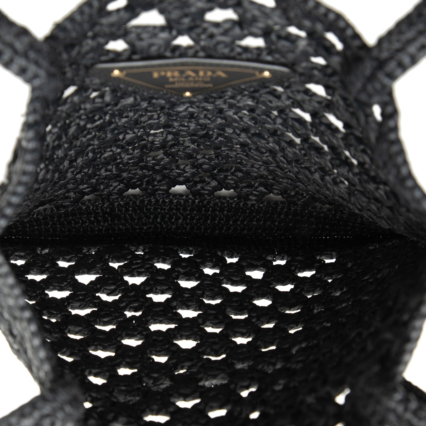 Raffia Effect Crochet Logo Embroidered Tote