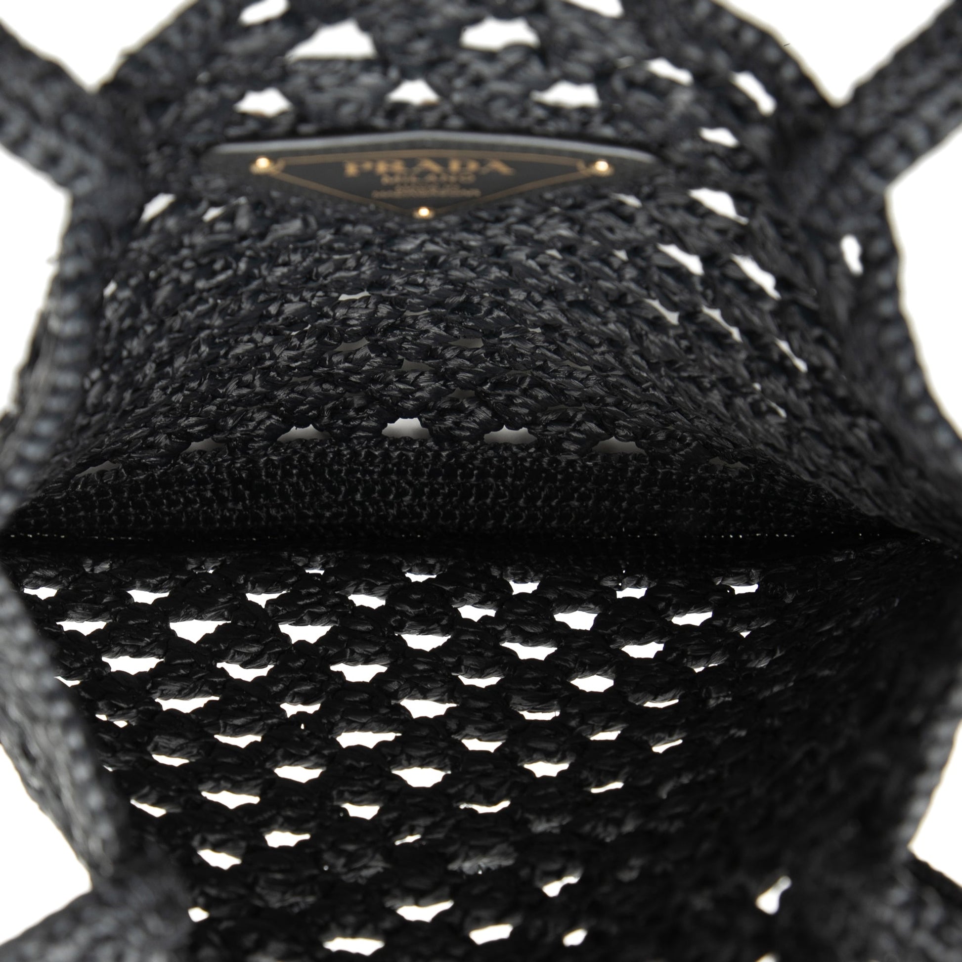Raffia Effect Crochet Logo Embroidered Tote