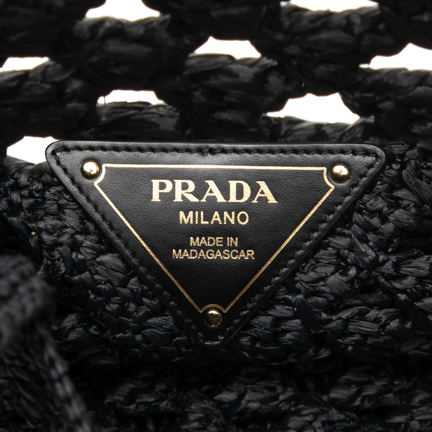 Raffia Effect Crochet Logo Embroidered Tote