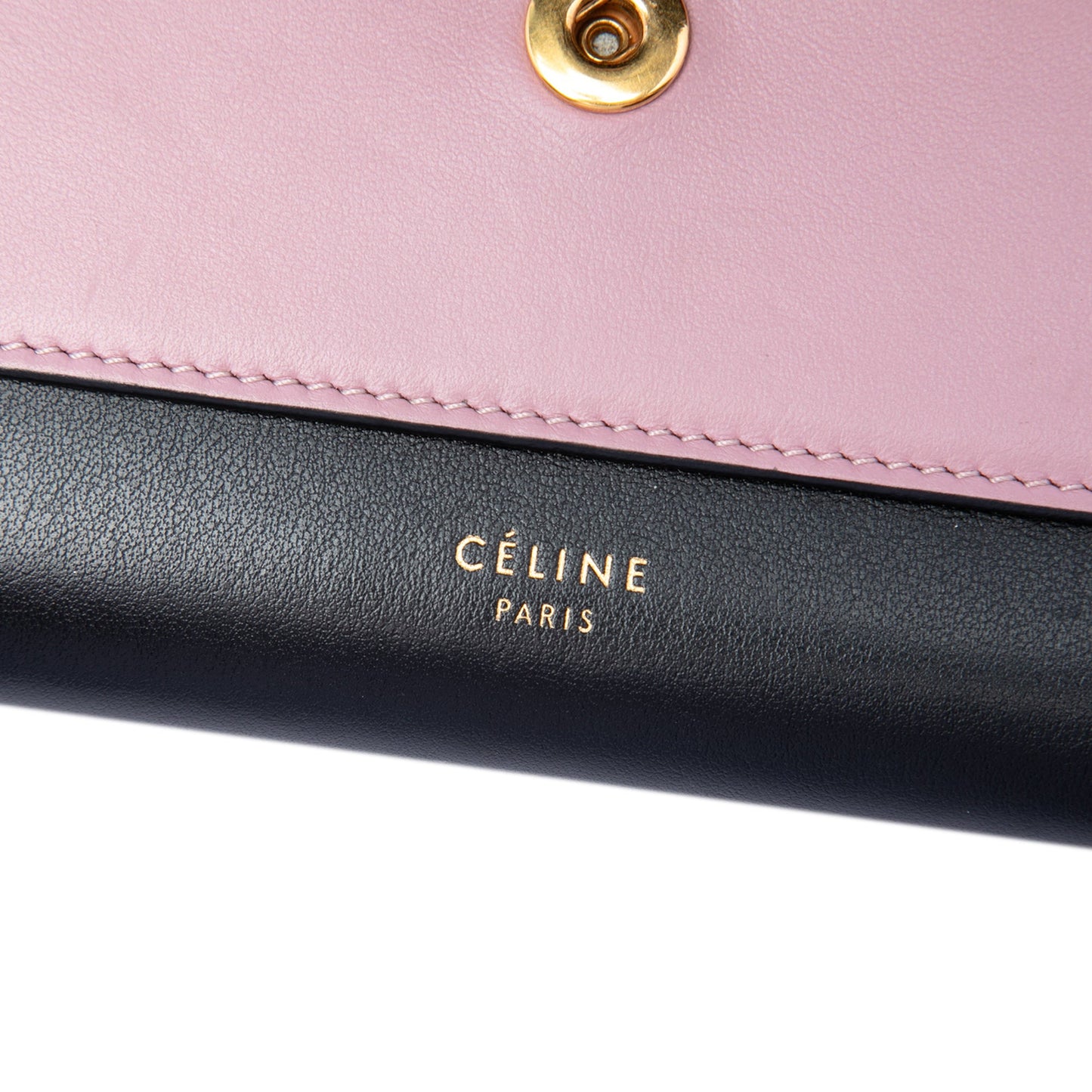 Celine Bicolor Leather Pocket Envelope Wallet On Chain