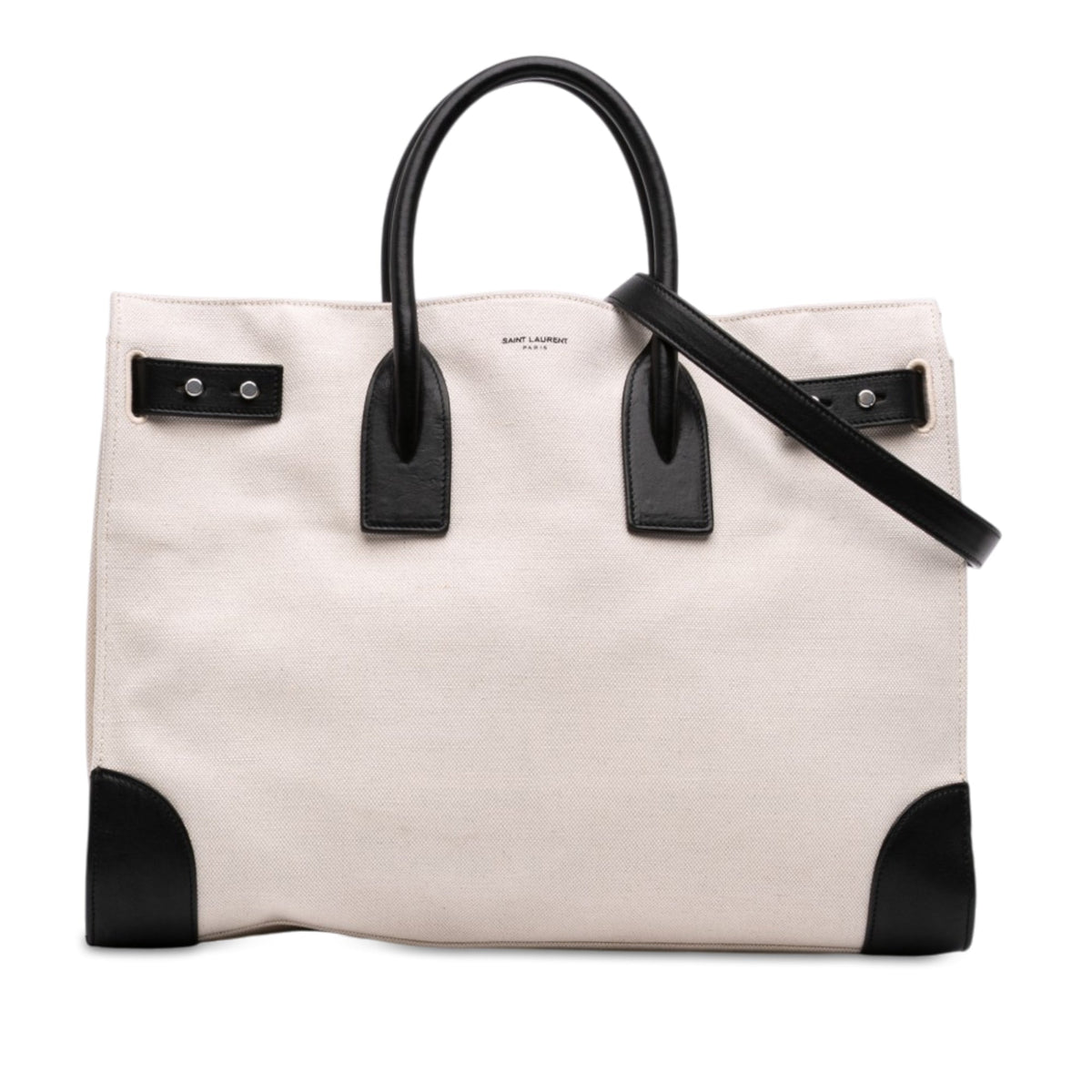 Saint Laurent Large Canvas Sac de Jour Satchel — Brown