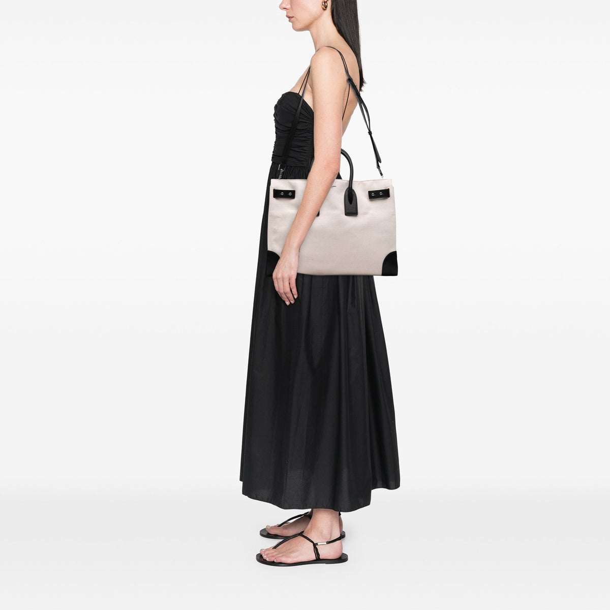 Saint Laurent Large Canvas Sac de Jour Satchel — Brown