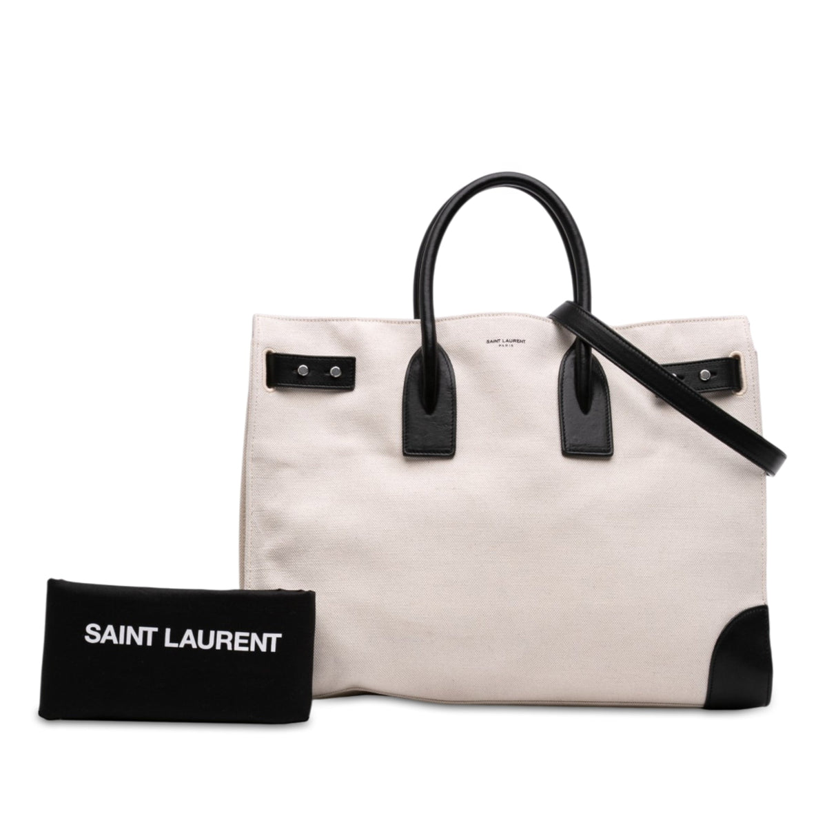 Saint Laurent Large Canvas Sac de Jour Satchel — Brown