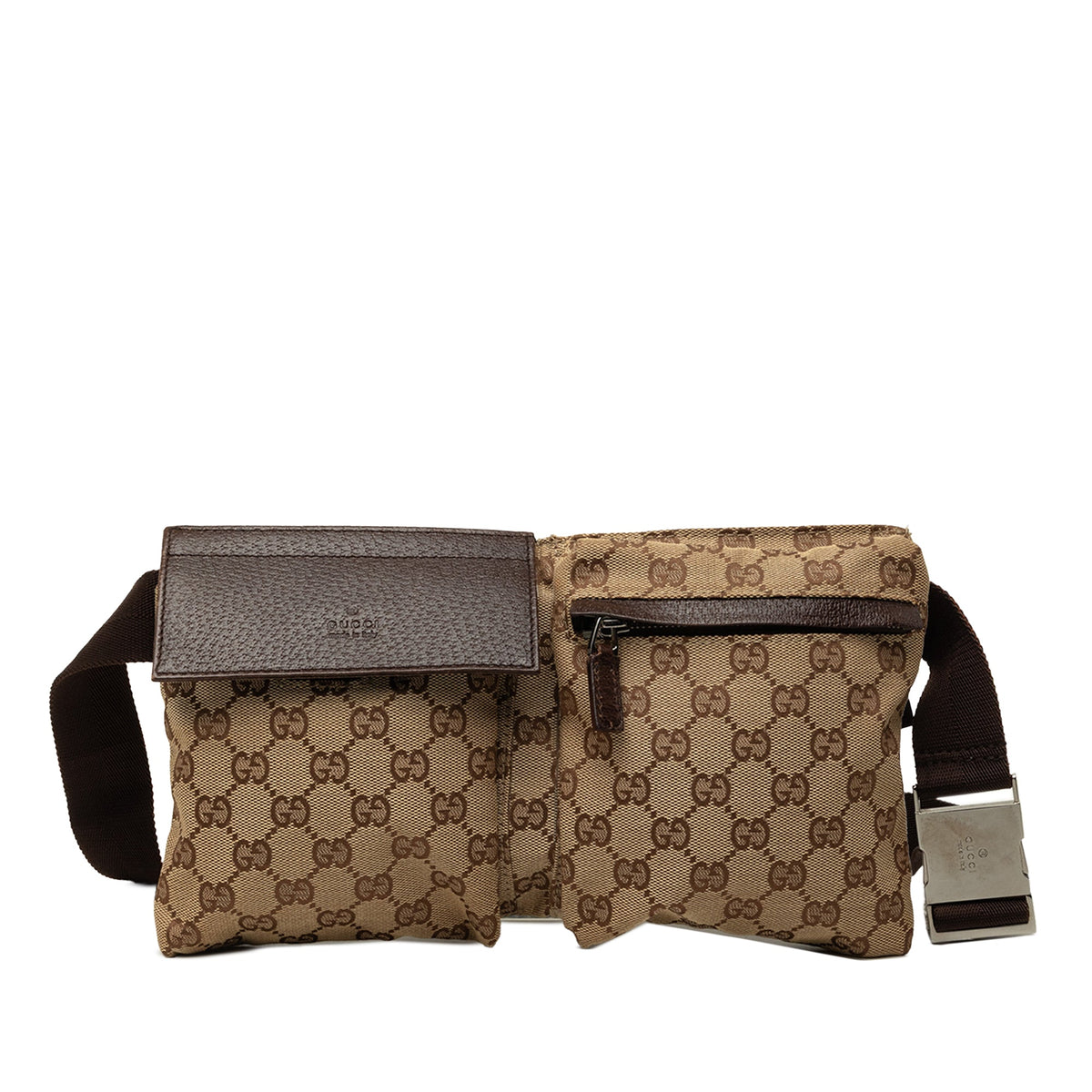 Gucci GG Canvas Double Pocket Belt Bag