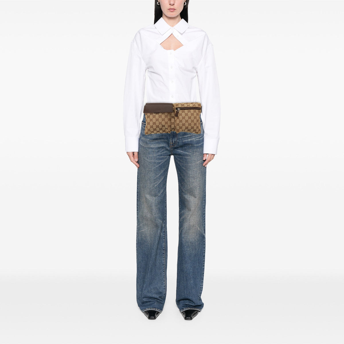 Gucci GG Canvas Double Pocket Belt Bag