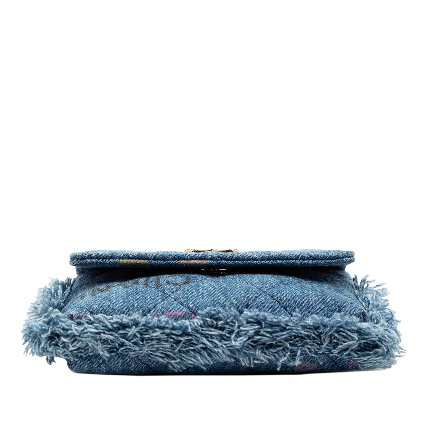 Chanel Fringe Denim Mood Clutch with Chain