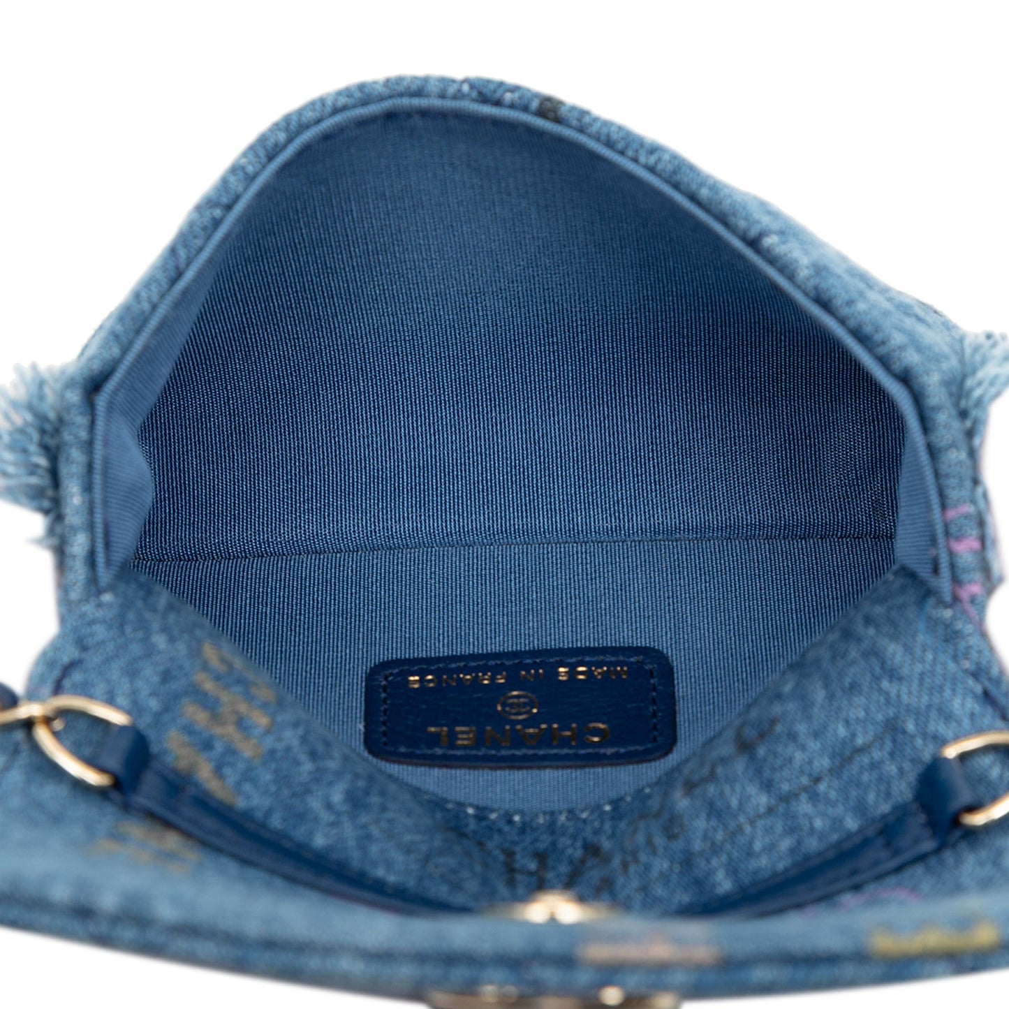 Chanel Fringe Denim Mood Clutch with Chain