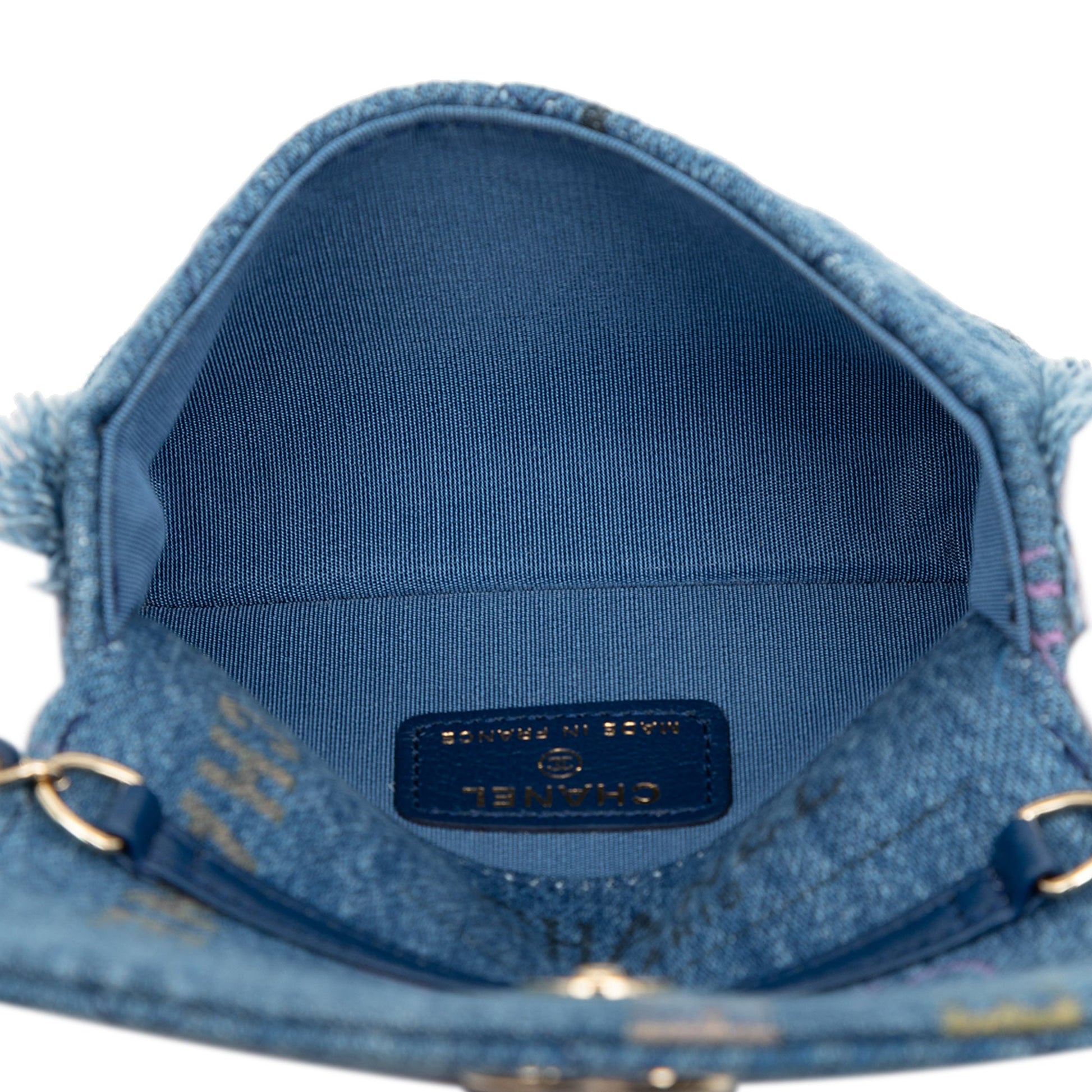 Chanel Fringe Denim Mood Clutch with Chain