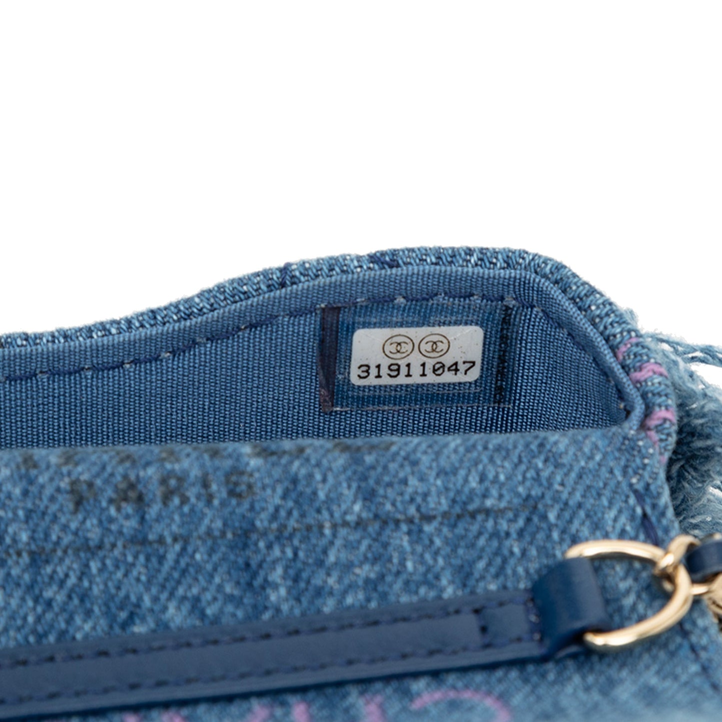 Chanel Fringe Denim Mood Clutch with Chain