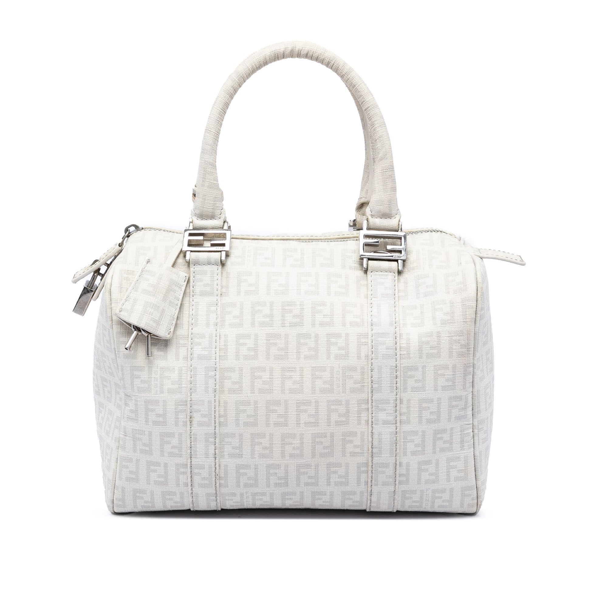 Fendi Zucchino Coated Canvas Boston Bag