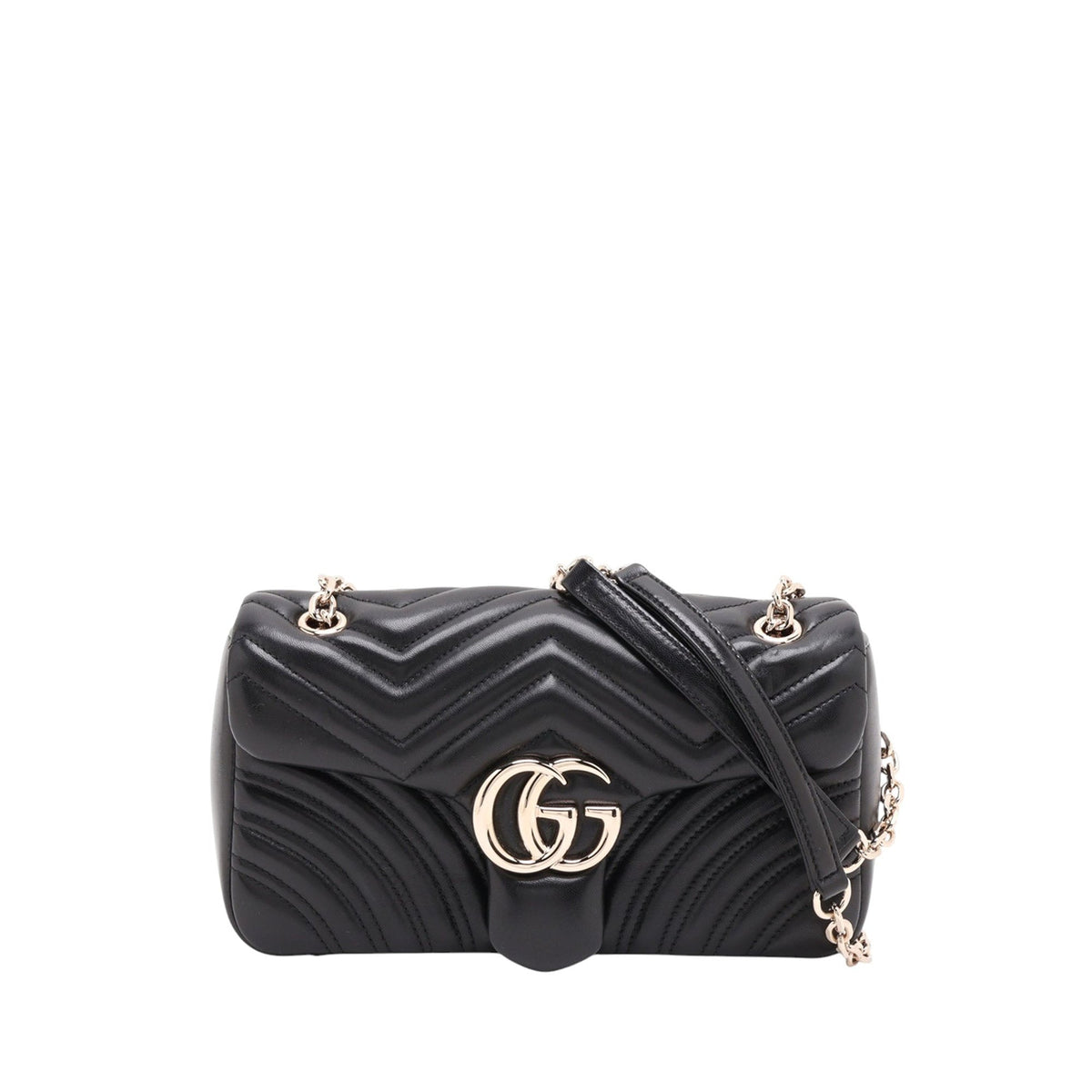 Gucci Medium GG Marmont Matelasse Calfskin Shoulder Bag — Black