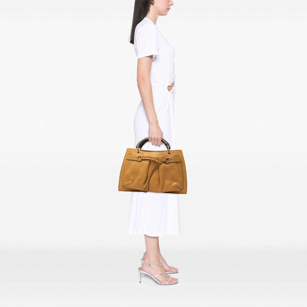 Gucci Calfskin Bamboo Handbag