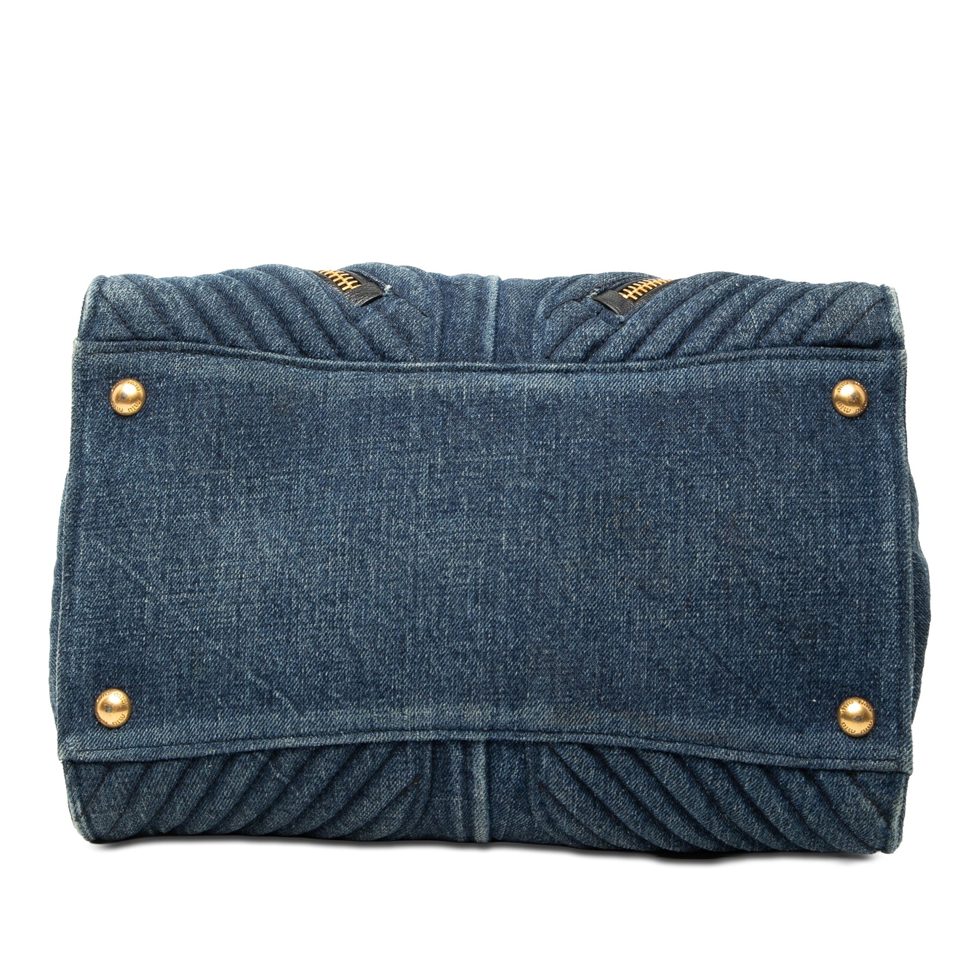 Miu Miu Matelasse Denim Biker Tote