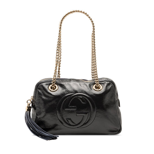 Gucci Patent Soho Chain Zip Shoulder Bag