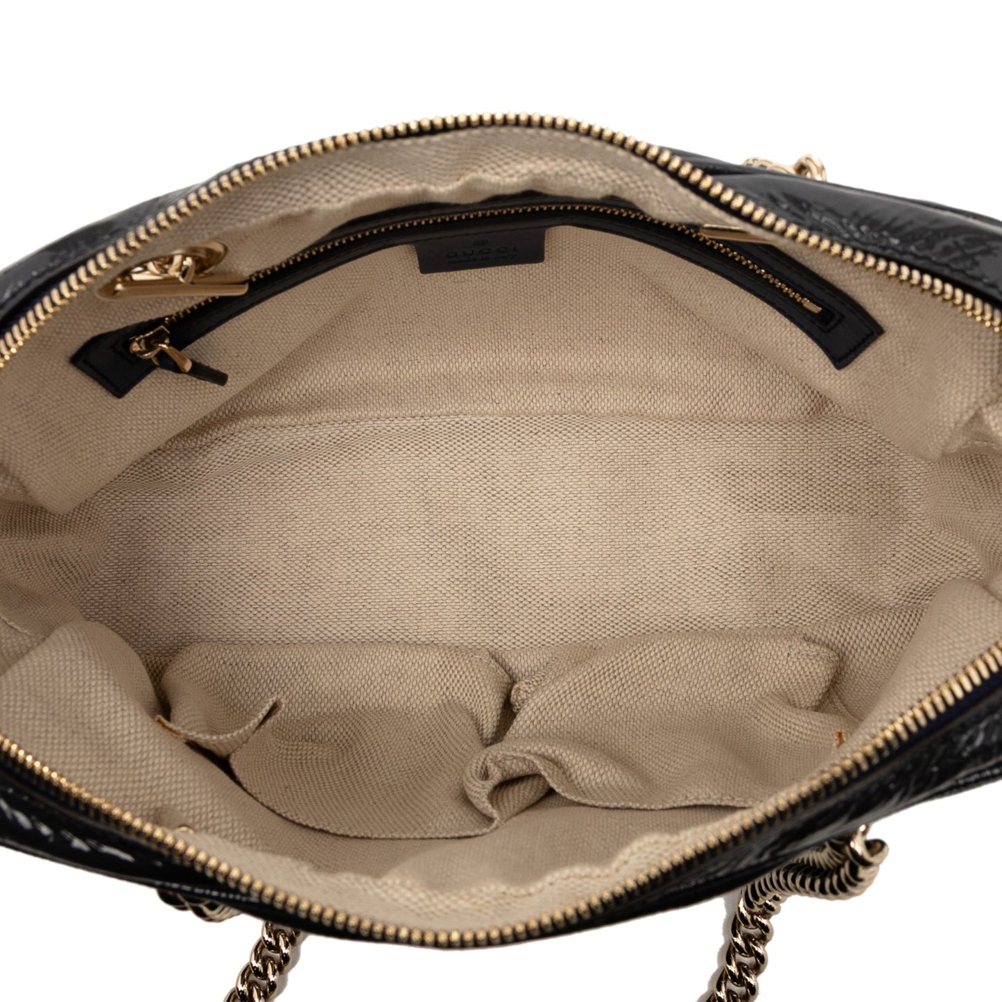Gucci Patent Soho Chain Zip Shoulder Bag