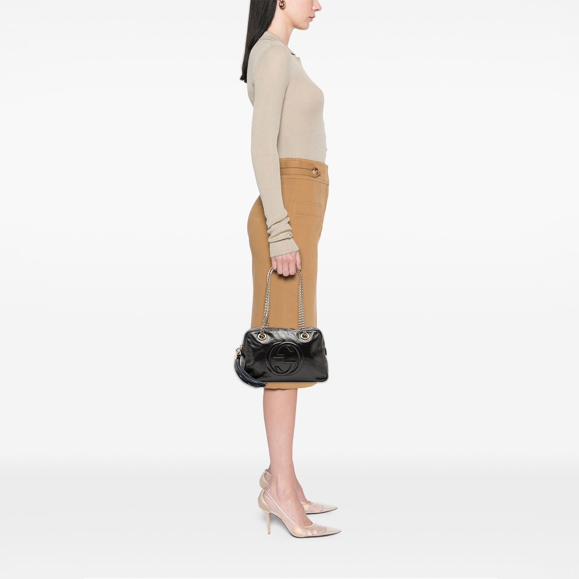 Gucci Patent Soho Chain Zip Shoulder Bag