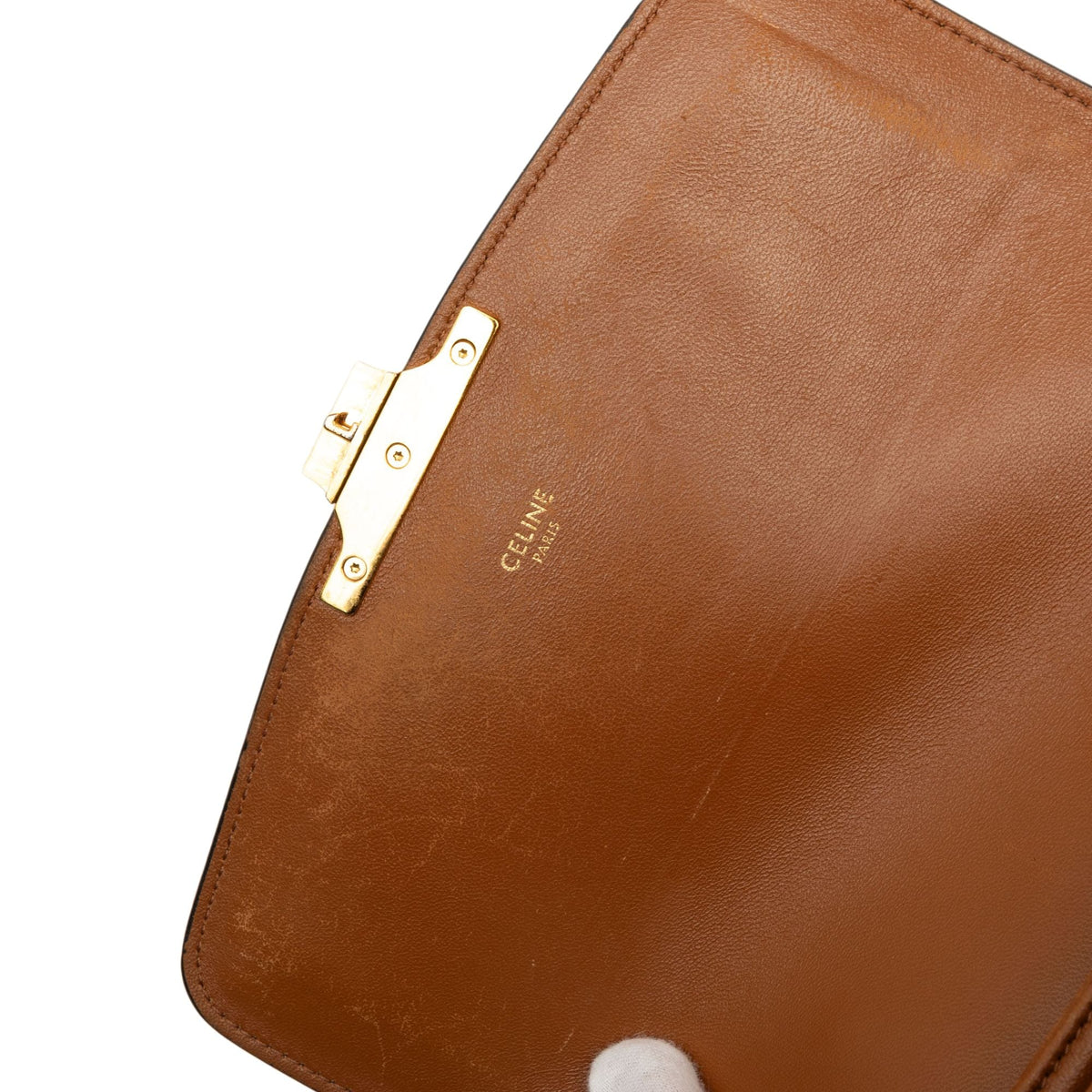 Celine Classique Triomphe Coated Canvas and Calfskin Triomphe Crossbody — Brown