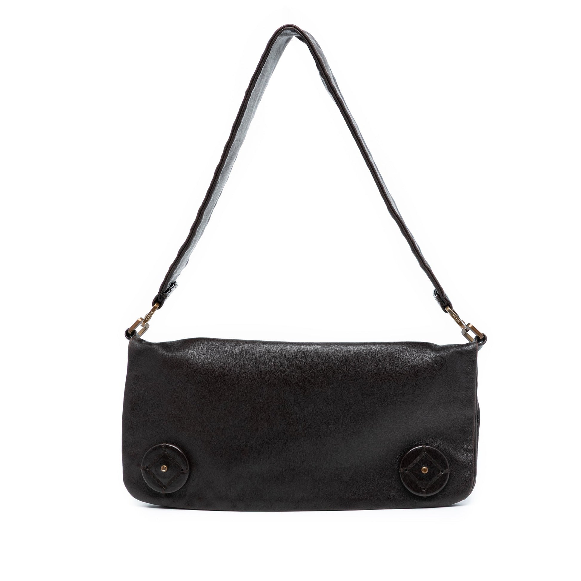 Prada Leather Fold Over Shoulder Bag