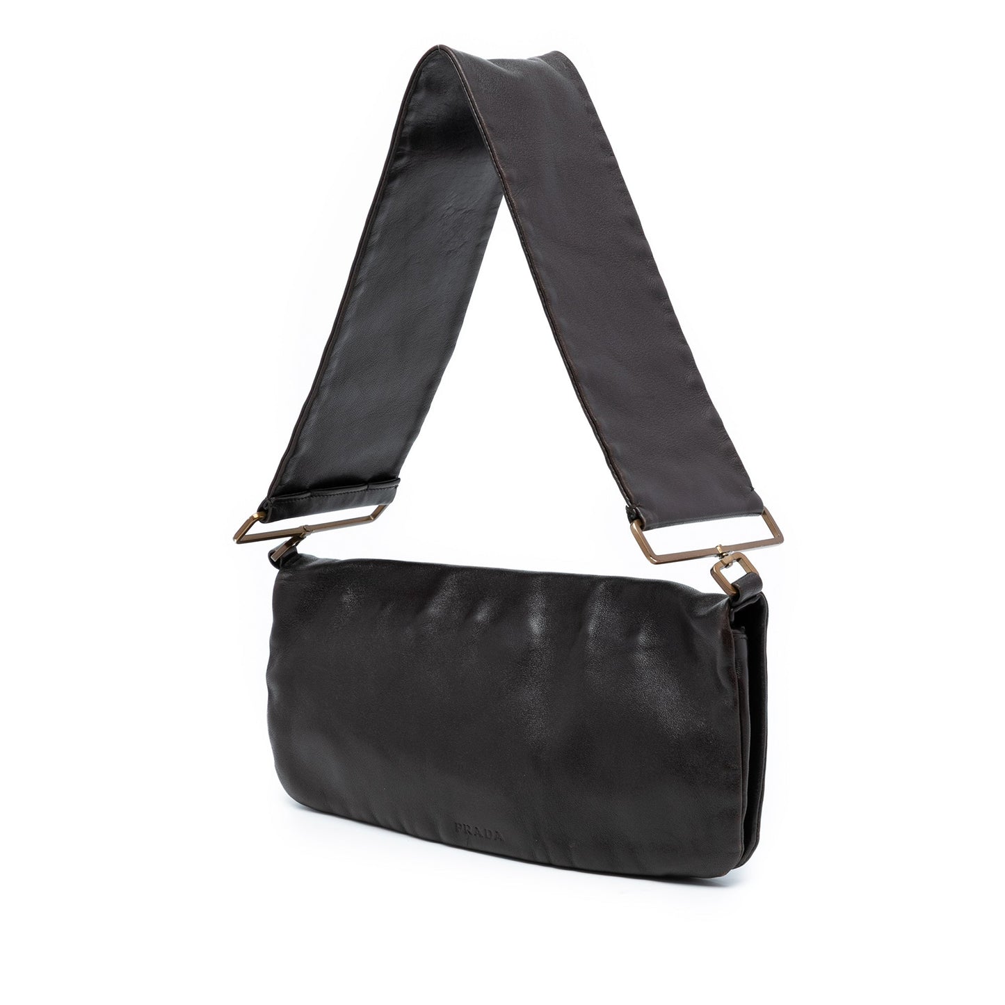 Prada Leather Fold Over Shoulder Bag