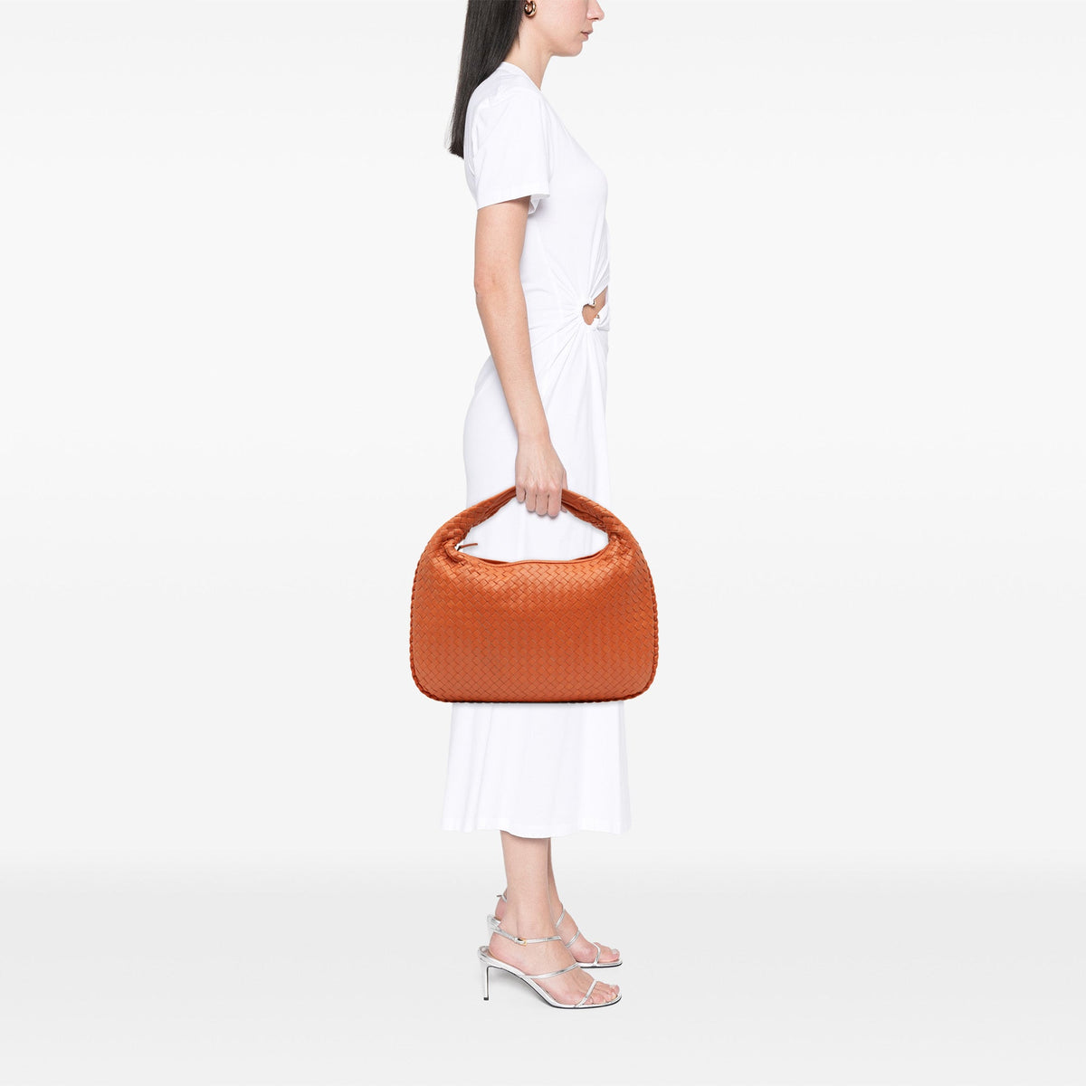 Bottega Veneta Small Nappa Intrecciato Veneta Hobo — Orange